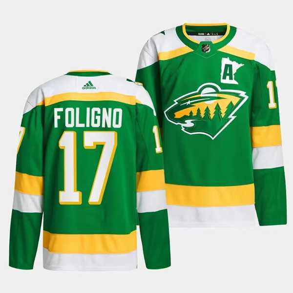 Men's Minnesota Wild #17 Marcus Foligno Green 2023-24 Stitched Jersey Dzhi